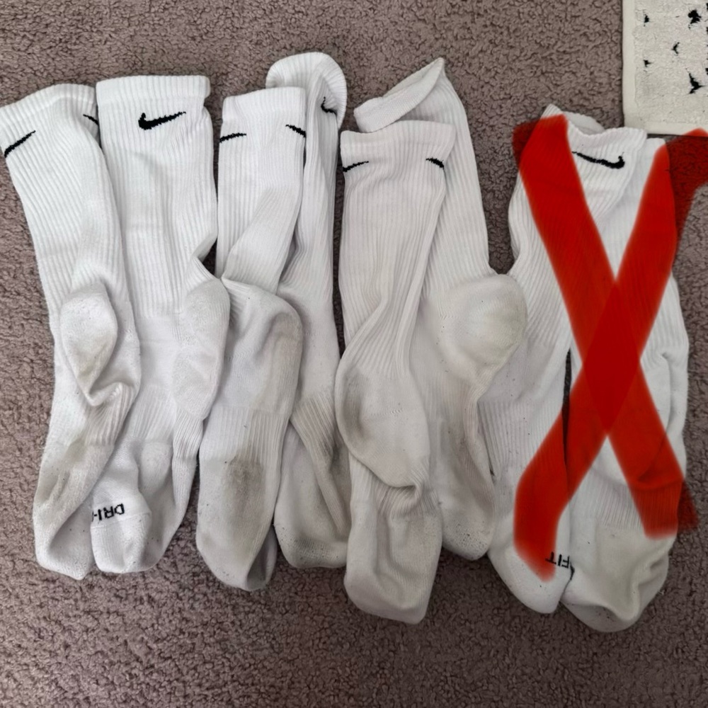 3 Pairs Used Worn Nike Dri-Fit White Crew Socks Men Large 8-12